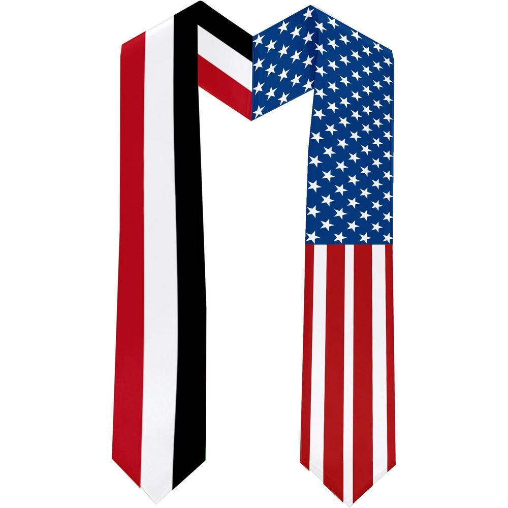 6640 2025 Yemen Flag and USA Flag Graduation Stole Graduation Sash